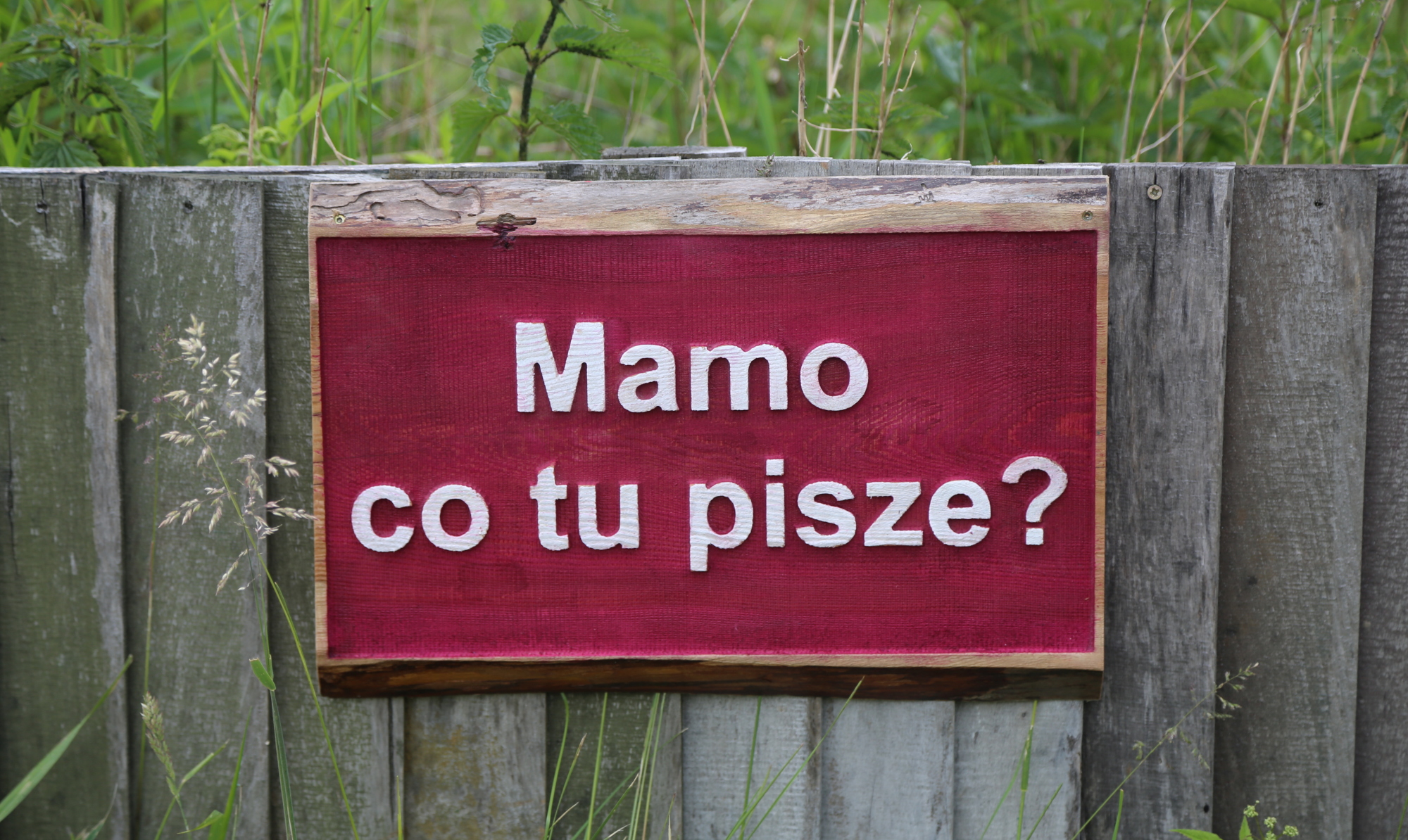 Kuratorium, wstęp wolny, mamo co tu pisze? Frezowane tabliczki.